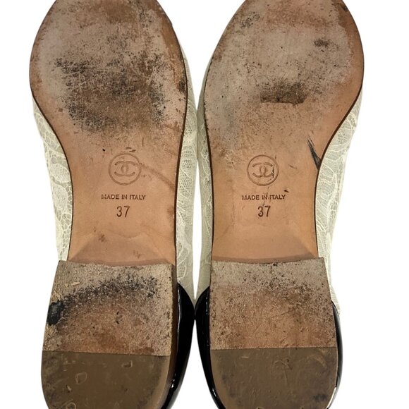 CHANEL Lace CC Cap Toe Ballet Flats Size 7 - Picture 6 of 6